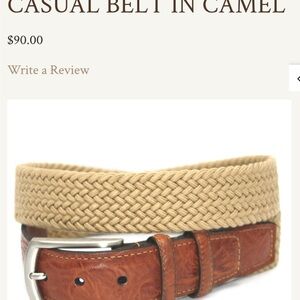 Torino Leather Italian Cotton Woven Belt in Camel.  Size 36 but runs big (40)